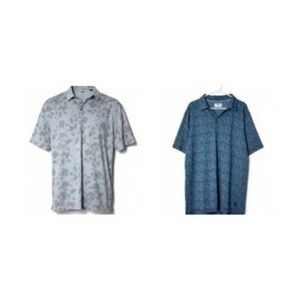 Linksoul Mens 2XL Polo Shirt Lot TWO Floral Print Golf Gray Blue